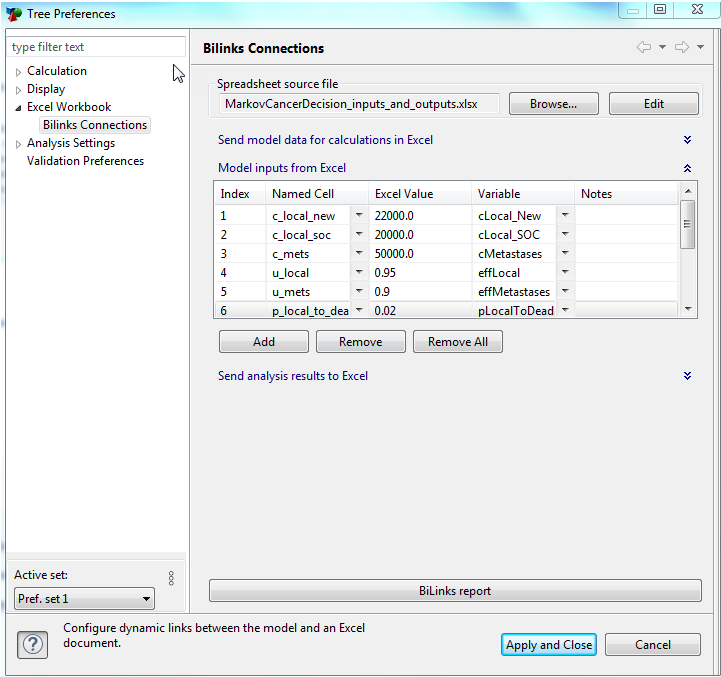 Get TreeAge model input values from Excel