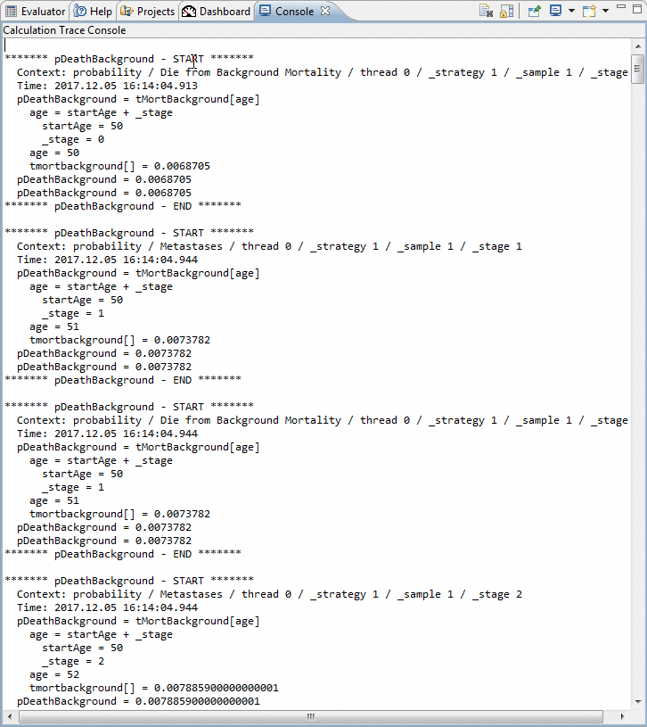Debug Using the Calculation Trace Console