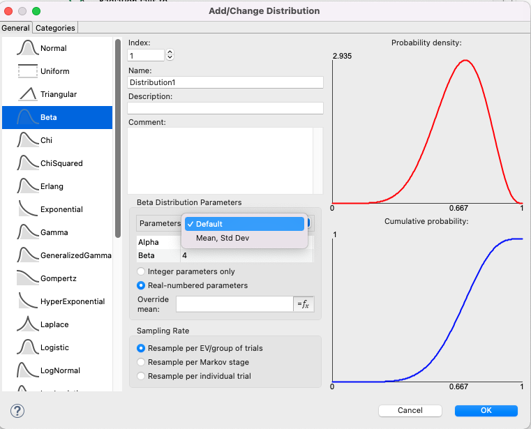 Distribution parameter options
