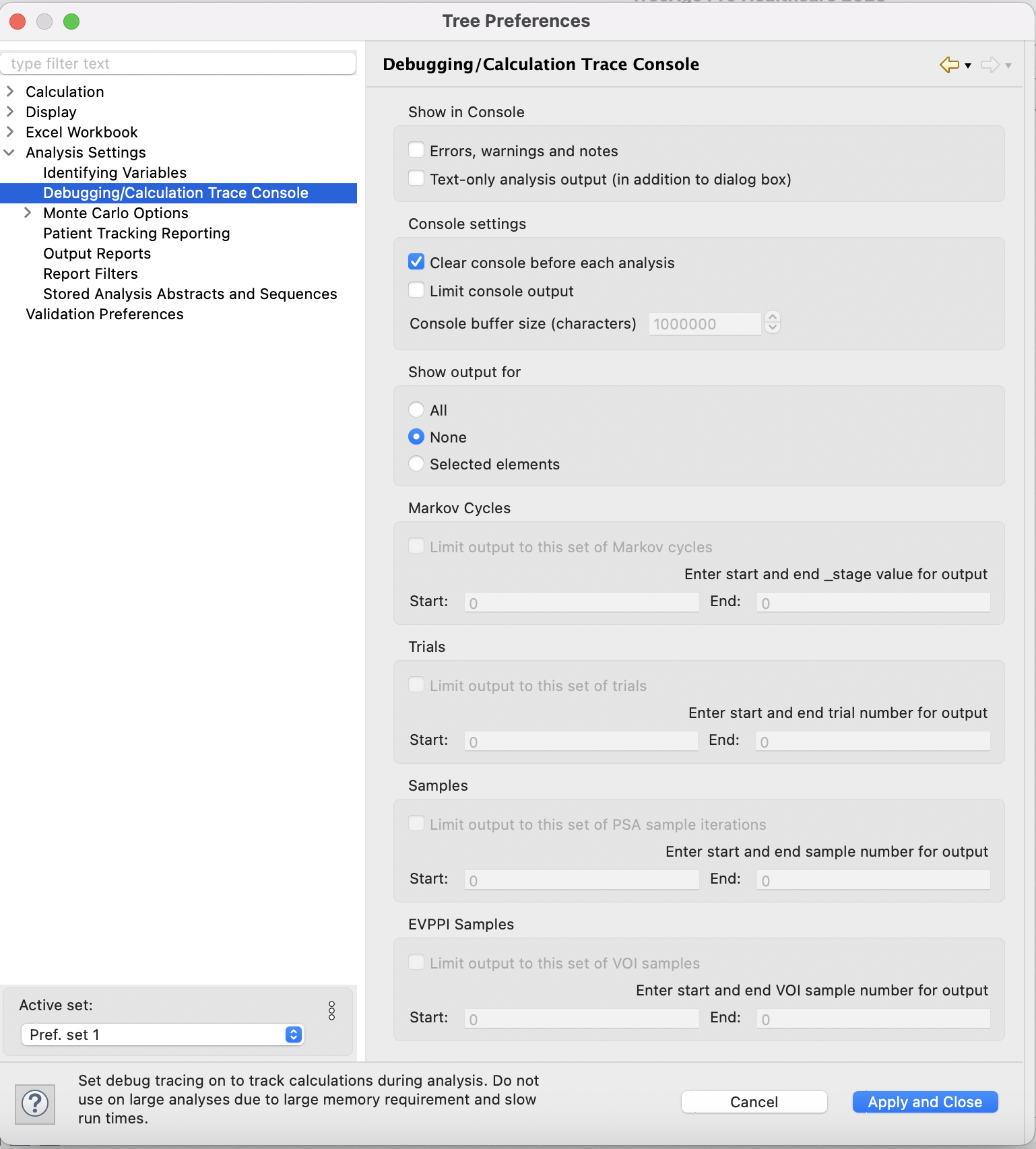 Debugging Calculation Trace