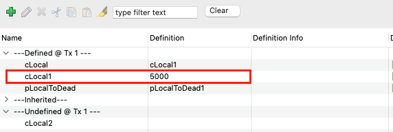 Variables Definitions View